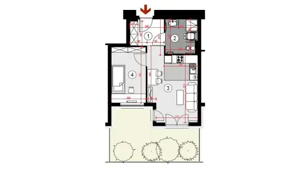 Mieszkanie 41.57 m2